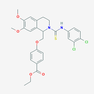 molecular formula C28H28Cl2N2O5S B11457856 Ethyl 4-({2-[(3,4-dichlorophenyl)carbamothioyl]-6,7-dimethoxy-1,2,3,4-tetrahydroisoquinolin-1-YL}methoxy)benzoate 
