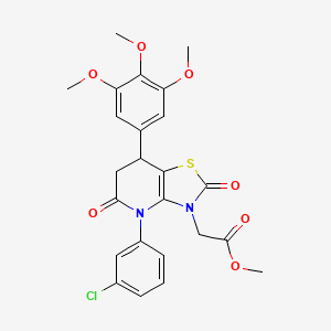 molecular formula C24H23ClN2O7S B11457964 methyl [4-(3-chlorophenyl)-2,5-dioxo-7-(3,4,5-trimethoxyphenyl)-4,5,6,7-tetrahydro[1,3]thiazolo[4,5-b]pyridin-3(2H)-yl]acetate 