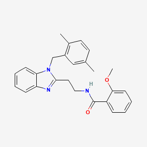 molecular formula C26H27N3O2 B11458046 N-{2-[1-(2,5-dimethylbenzyl)-1H-benzimidazol-2-yl]ethyl}-2-methoxybenzamide 