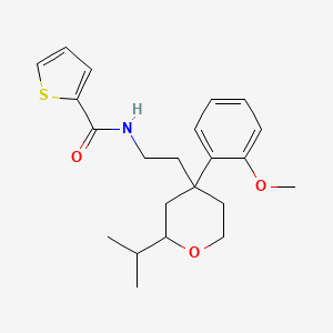 molecular formula C22H29NO3S B11458093 N-{2-[4-(2-Methoxyphenyl)-2-(propan-2-YL)oxan-4-YL]ethyl}thiophene-2-carboxamide 
