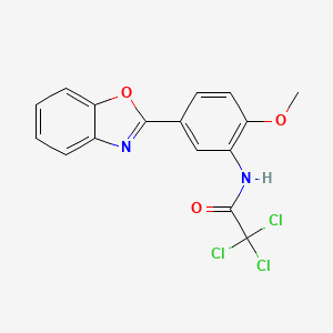 molecular formula C16H11Cl3N2O3 B11458110 N-[5-(1,3-benzoxazol-2-yl)-2-methoxyphenyl]-2,2,2-trichloroacetamide 