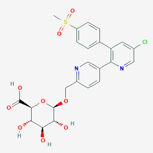molecular formula C₂₄H₂₃ClN₂O₉S B1145812 6'-Desmethyl-6'-methylhydroxy etoricoxib-beta-glucuronide CAS No. 349536-40-9