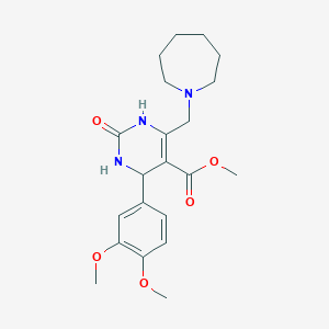 molecular formula C21H29N3O5 B11458122 Methyl 6-(azepan-1-ylmethyl)-4-(3,4-dimethoxyphenyl)-2-oxo-1,2,3,4-tetrahydropyrimidine-5-carboxylate 