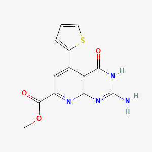 molecular formula C13H10N4O3S B11458138 Methyl 2-amino-4-oxo-5-(thiophen-2-yl)-3H-pyrido[2,3-d]pyrimidine-7-carboxylate 
