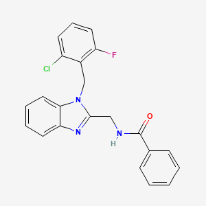 molecular formula C22H17ClFN3O B11458162 N-{[1-(2-chloro-6-fluorobenzyl)-1H-benzimidazol-2-yl]methyl}benzamide 