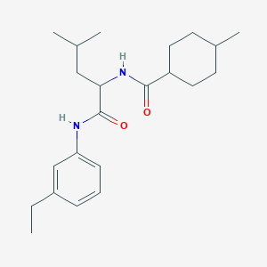 molecular formula C22H34N2O2 B11458181 N-(3-ethylphenyl)-N~2~-[(4-methylcyclohexyl)carbonyl]leucinamide 