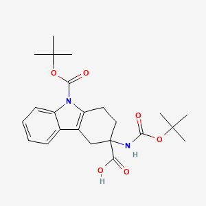 molecular formula C₂₃H₃₀N₂O₆ B1145820 (R,S)-3-Boc-amino-9-boc-1,2,3,4-tetrahydro-carbazole-3-carboxylic acid CAS No. 1031927-09-9