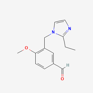molecular formula C₁₄H₁₇ClN₂O₂ B1145823 3-(2-Ethyl-imidazol-1-ylmethyl)-4-methoxy-benzaldehyde CAS No. 1052542-54-7