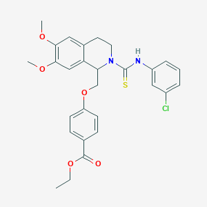 molecular formula C28H29ClN2O5S B11458277 Ethyl 4-({2-[(3-chlorophenyl)carbamothioyl]-6,7-dimethoxy-1,2,3,4-tetrahydroisoquinolin-1-YL}methoxy)benzoate 