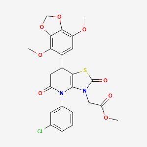 molecular formula C24H21ClN2O8S B11458381 methyl [4-(3-chlorophenyl)-7-(4,7-dimethoxy-1,3-benzodioxol-5-yl)-2,5-dioxo-4,5,6,7-tetrahydro[1,3]thiazolo[4,5-b]pyridin-3(2H)-yl]acetate 