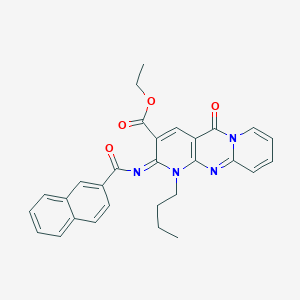 molecular formula C29H26N4O4 B11458384 ethyl 7-butyl-6-(naphthalene-2-carbonylimino)-2-oxo-1,7,9-triazatricyclo[8.4.0.03,8]tetradeca-3(8),4,9,11,13-pentaene-5-carboxylate 
