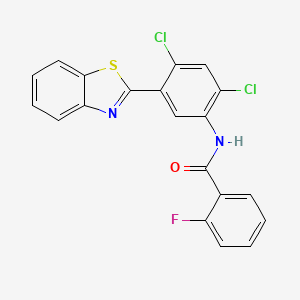 molecular formula C20H11Cl2FN2OS B11458389 N-[5-(1,3-benzothiazol-2-yl)-2,4-dichlorophenyl]-2-fluorobenzamide 