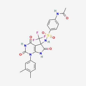 molecular formula C23H20F3N5O6S B11458469 N-(4-{[1-(3,4-dimethylphenyl)-2,4,6-trioxo-5-(trifluoromethyl)-2,3,4,5,6,7-hexahydro-1H-pyrrolo[2,3-d]pyrimidin-5-yl]sulfamoyl}phenyl)acetamide 