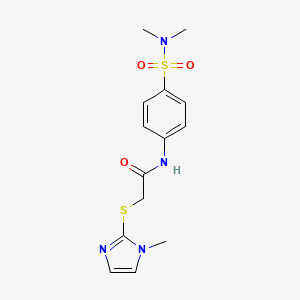 molecular formula C14H18N4O3S2 B11458577 N-[4-(dimethylsulfamoyl)phenyl]-2-[(1-methyl-1H-imidazol-2-yl)sulfanyl]acetamide 