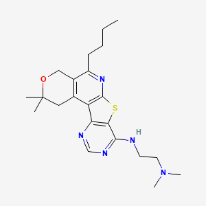 molecular formula C22H31N5OS B11458648 N-(8-butyl-4,4-dimethyl-5-oxa-11-thia-9,14,16-triazatetracyclo[8.7.0.02,7.012,17]heptadeca-1(10),2(7),8,12(17),13,15-hexaen-13-yl)-N',N'-dimethylethane-1,2-diamine 
