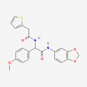molecular formula C22H20N2O5S B11458772 N-(1,3-benzodioxol-5-yl)-2-(4-methoxyphenyl)-2-[(thiophen-2-ylacetyl)amino]acetamide 