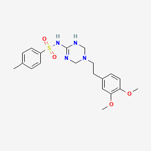 molecular formula C20H26N4O4S B11458791 N-{5-[2-(3,4-dimethoxyphenyl)ethyl]-1,4,5,6-tetrahydro-1,3,5-triazin-2-yl}-4-methylbenzenesulfonamide 