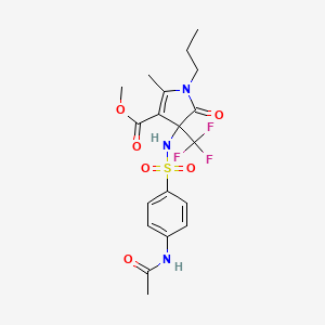 molecular formula C19H22F3N3O6S B11458800 methyl 4-({[4-(acetylamino)phenyl]sulfonyl}amino)-2-methyl-5-oxo-1-propyl-4-(trifluoromethyl)-4,5-dihydro-1H-pyrrole-3-carboxylate 