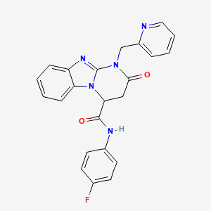 molecular formula C23H18FN5O2 B11458880 N-(4-fluorophenyl)-2-oxo-1-(pyridin-2-ylmethyl)-1,2,3,4-tetrahydropyrimido[1,2-a]benzimidazole-4-carboxamide 