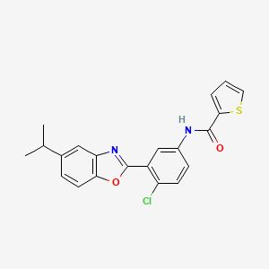 molecular formula C21H17ClN2O2S B11458948 N-{4-chloro-3-[5-(propan-2-yl)-1,3-benzoxazol-2-yl]phenyl}thiophene-2-carboxamide 