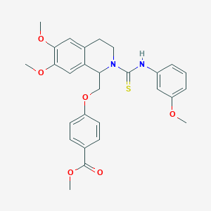molecular formula C28H30N2O6S B11459119 Methyl 4-({6,7-dimethoxy-2-[(3-methoxyphenyl)carbamothioyl]-1,2,3,4-tetrahydroisoquinolin-1-YL}methoxy)benzoate 