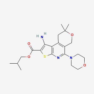 molecular formula C21H29N3O4S B11459176 Isobutyl 1-amino-8,8-dimethyl-5-morpholino-8,9-dihydro-6H-pyrano[4,3-D]thieno[2,3-B]pyridine-2-carboxylate 