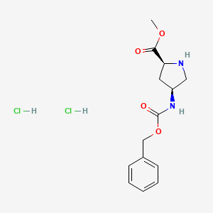 molecular formula C14H20Cl2N2O4 B1145921 (2S,4S)-Methyl 4-(((benzyloxy)carbonyl)amino)pyrrolidine-2-carboxylate dihydrochloride CAS No. 1217654-88-0