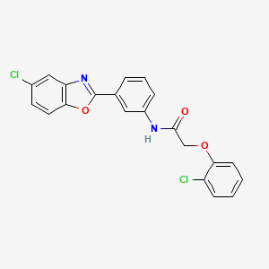 molecular formula C21H14Cl2N2O3 B11459212 N-[3-(5-chloro-1,3-benzoxazol-2-yl)phenyl]-2-(2-chlorophenoxy)acetamide 