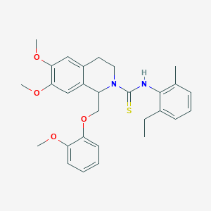 molecular formula C29H34N2O4S B11459303 N-(2-ethyl-6-methylphenyl)-6,7-dimethoxy-1-((2-methoxyphenoxy)methyl)-3,4-dihydroisoquinoline-2(1H)-carbothioamide 