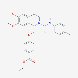 molecular formula C29H32N2O5S B11459319 Ethyl 4-((6,7-dimethoxy-2-(p-tolylcarbamothioyl)-1,2,3,4-tetrahydroisoquinolin-1-yl)methoxy)benzoate 