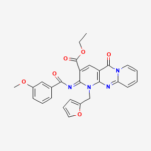 molecular formula C27H22N4O6 B11459333 ethyl 7-(furan-2-ylmethyl)-6-(3-methoxybenzoyl)imino-2-oxo-1,7,9-triazatricyclo[8.4.0.03,8]tetradeca-3(8),4,9,11,13-pentaene-5-carboxylate 