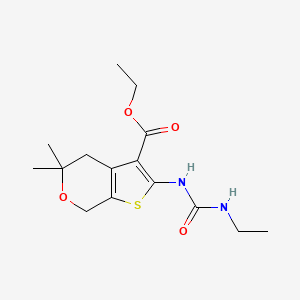 molecular formula C15H22N2O4S B11459346 ethyl 2-[(ethylcarbamoyl)amino]-5,5-dimethyl-4,7-dihydro-5H-thieno[2,3-c]pyran-3-carboxylate 