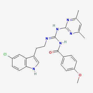 molecular formula C25H25ClN6O2 B11459406 N-[(E)-{[2-(5-Chloro-1H-indol-3-YL)ethyl]amino}[(4,6-dimethylpyrimidin-2-YL)amino]methylidene]-4-methoxybenzamide 