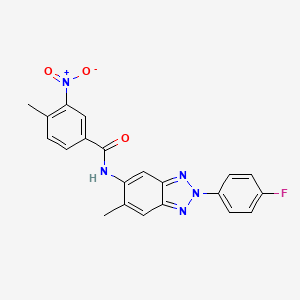 molecular formula C21H16FN5O3 B11459423 N-[2-(4-fluorophenyl)-6-methyl-2H-1,2,3-benzotriazol-5-yl]-4-methyl-3-nitrobenzamide 