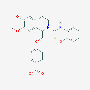 molecular formula C28H30N2O6S B11459441 Methyl 4-({6,7-dimethoxy-2-[(2-methoxyphenyl)carbamothioyl]-1,2,3,4-tetrahydroisoquinolin-1-YL}methoxy)benzoate 