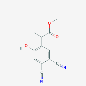molecular formula C14H14N2O3 B11459457 Ethyl 2-(4,5-dicyano-2-hydroxyphenyl)butanoate 