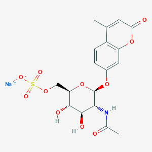 molecular formula C18H20NO11S.Na B1145960 4-Methylumbelliferyl 2-acetamido-2-deoxy-b-D-glucopyranoside 6-sulphate sodium salt CAS No. 142439-99-4
