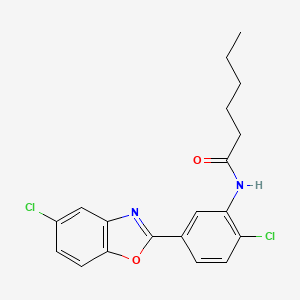 molecular formula C19H18Cl2N2O2 B11459765 N-[2-chloro-5-(5-chloro-1,3-benzoxazol-2-yl)phenyl]hexanamide 