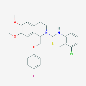 molecular formula C26H26ClFN2O3S B11459806 N-(3-chloro-2-methylphenyl)-1-((4-fluorophenoxy)methyl)-6,7-dimethoxy-3,4-dihydroisoquinoline-2(1H)-carbothioamide 