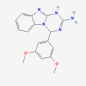 molecular formula C17H17N5O2 B11459927 4-(3,5-Dimethoxyphenyl)-1,4-dihydro[1,3,5]triazino[1,2-a]benzimidazol-2-amine 