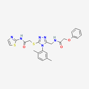 molecular formula C24H24N6O3S2 B11460001 N-((4-(2,5-dimethylphenyl)-5-((2-oxo-2-(thiazol-2-ylamino)ethyl)thio)-4H-1,2,4-triazol-3-yl)methyl)-2-phenoxyacetamide 