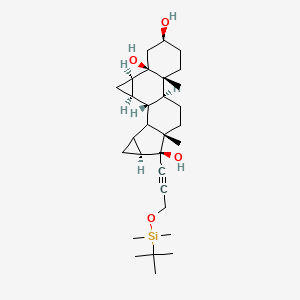 molecular formula C₃₀H₄₈O₄Si B1146004 17-(O-tert-Butyldimethylsilyl-1-propynyl-3-hydroxy)-6beta,7beta:15beta,16beta-dimethyleneandrostane-3beta,5beta,17beta-tr CAS No. 1248589-64-1