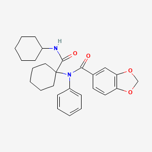 molecular formula C27H32N2O4 B11460057 N-[1-(cyclohexylcarbamoyl)cyclohexyl]-N-phenyl-1,3-benzodioxole-5-carboxamide 