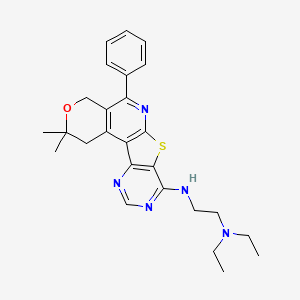 molecular formula C26H31N5OS B11460156 N-(4,4-dimethyl-8-phenyl-5-oxa-11-thia-9,14,16-triazatetracyclo[8.7.0.02,7.012,17]heptadeca-1(10),2(7),8,12(17),13,15-hexaen-13-yl)-N',N'-diethylethane-1,2-diamine 