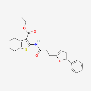 molecular formula C24H25NO4S B11460274 Ethyl 2-{[3-(5-phenylfuran-2-yl)propanoyl]amino}-4,5,6,7-tetrahydro-1-benzothiophene-3-carboxylate 