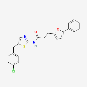 molecular formula C23H19ClN2O2S B11460305 N-[5-(4-chlorobenzyl)-1,3-thiazol-2-yl]-3-(5-phenylfuran-2-yl)propanamide 