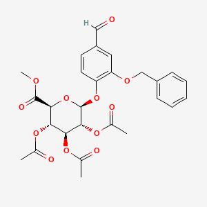 molecular formula C₂₇H₂₈O₁₂ B1146040 2-Benzyloxy-4-benzaldehyde beta-D-Glucopyranosiduronic Acid Methyl Ester 2,3,4-Triacetate CAS No. 62346-08-1