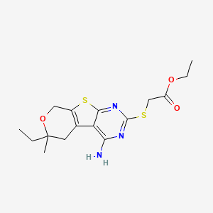 molecular formula C16H21N3O3S2 B11460464 ethyl 2-[(3-amino-12-ethyl-12-methyl-11-oxa-8-thia-4,6-diazatricyclo[7.4.0.02,7]trideca-1(9),2,4,6-tetraen-5-yl)sulfanyl]acetate 