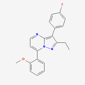 molecular formula C21H18FN3O B11460471 2-Ethyl-3-(4-fluorophenyl)-7-(2-methoxyphenyl)pyrazolo[1,5-a]pyrimidine 