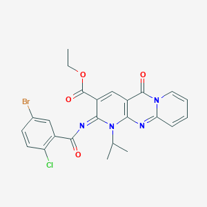 molecular formula C24H20BrClN4O4 B11460495 ethyl 6-(5-bromo-2-chlorobenzoyl)imino-2-oxo-7-propan-2-yl-1,7,9-triazatricyclo[8.4.0.03,8]tetradeca-3(8),4,9,11,13-pentaene-5-carboxylate 